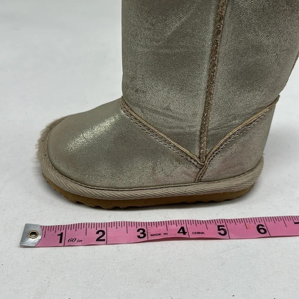 Childrens Toddler Kids Metallic Gold Boots Size 5